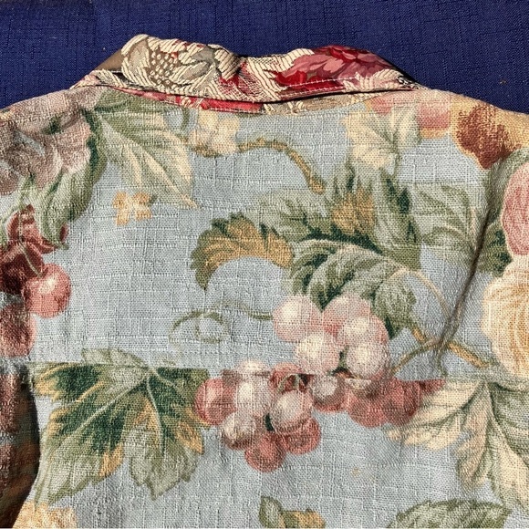 Vintage 80's My Boyfriends Back Floral Tapestry prairie Blazer jacket womens L - Picture 10 of 11